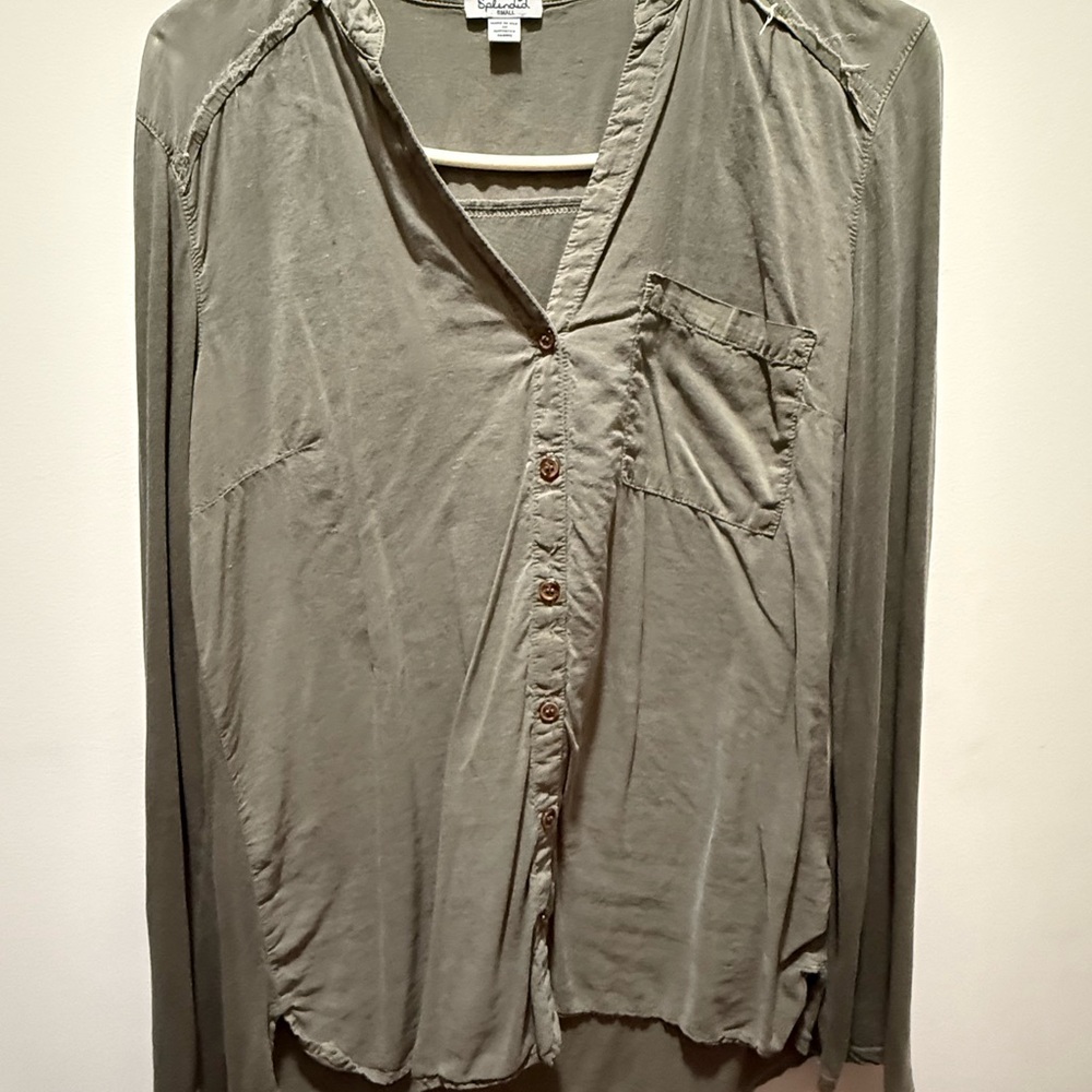 Splendid Olive Button-Down Women's Shirt